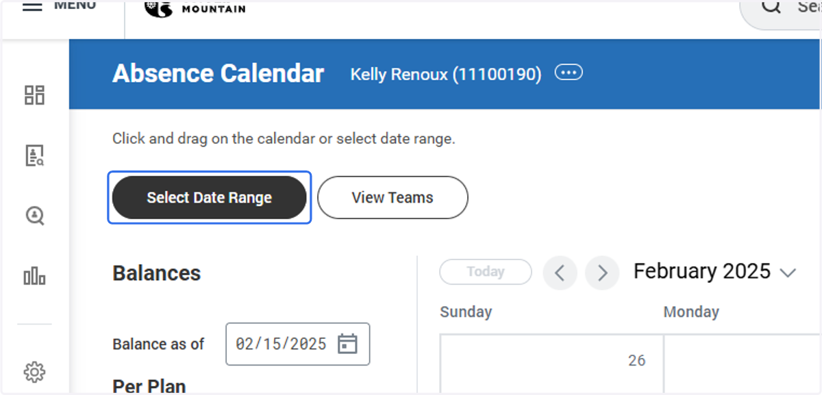 Click on Select Date Range