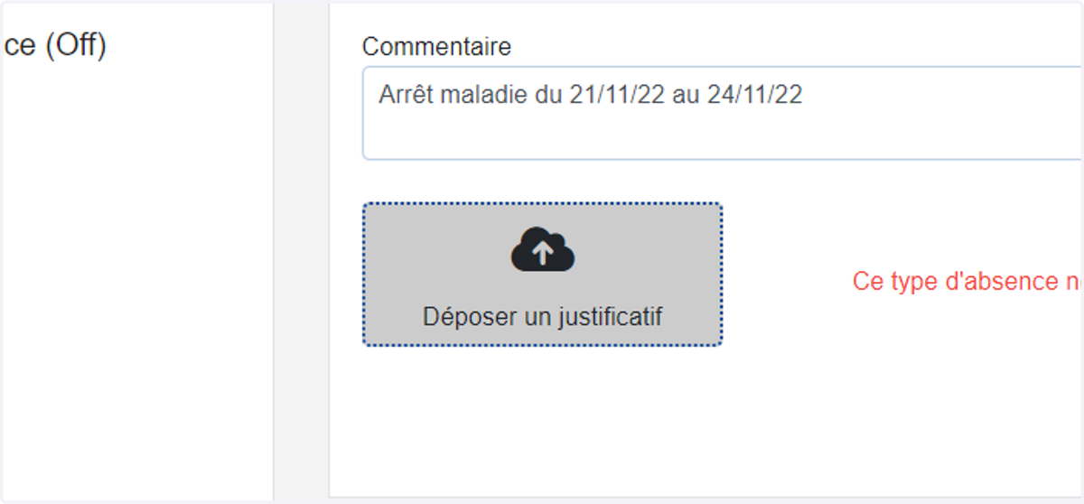 Cliquer sur "Déposer un justificatif" et charger votre arrêt maladie