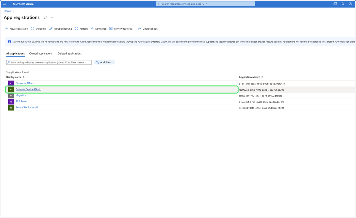 Locate the relevant app registration that has been set up for the MaxOptra BC integration.…