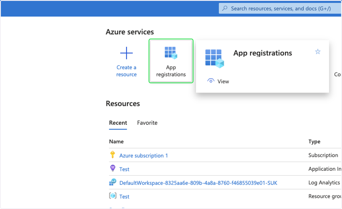 Click on App registrations