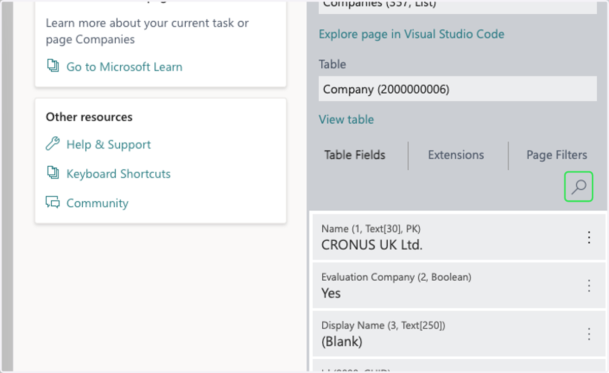 Under 'Page Inspection' on the right hand side of the screen, click on the search icon.