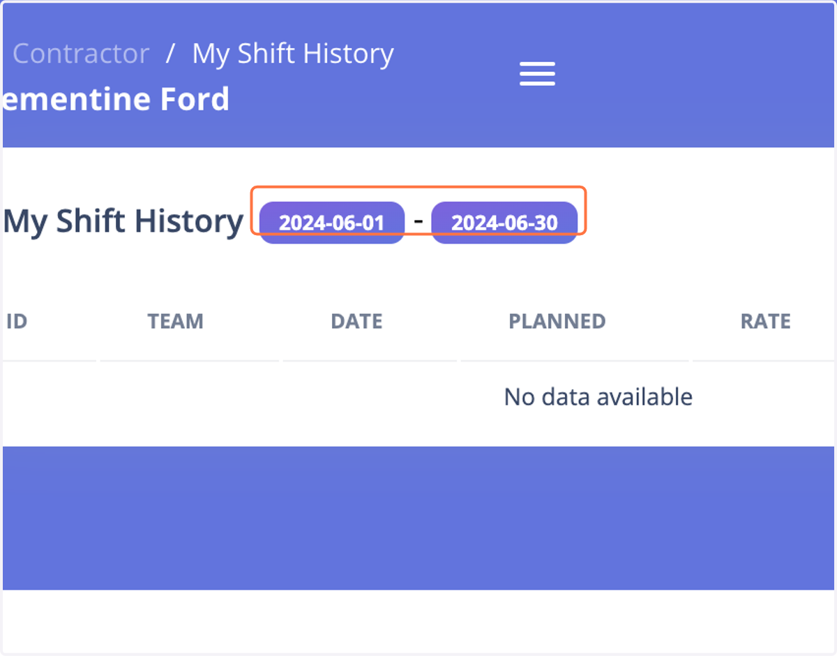 In your Shift History
