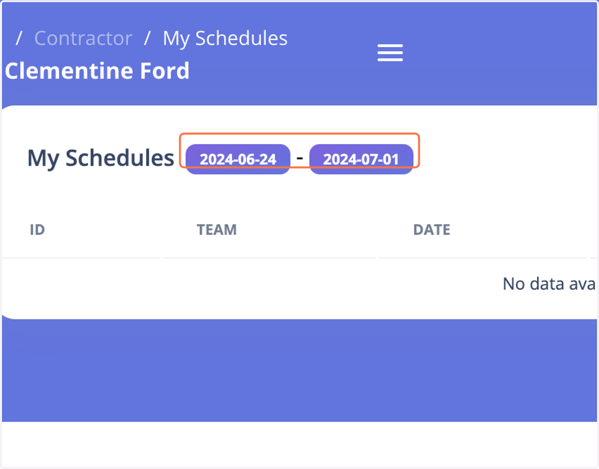 Or you can click on the dates in the dashboard