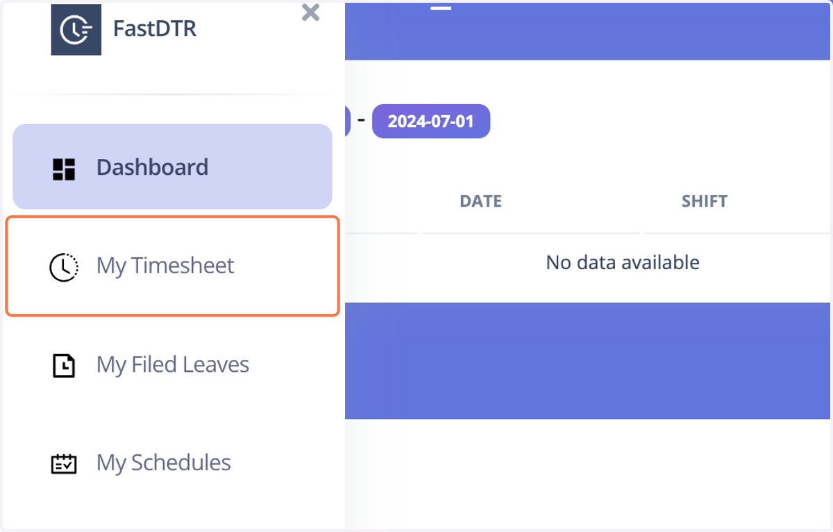 Click on "My Timesheet"