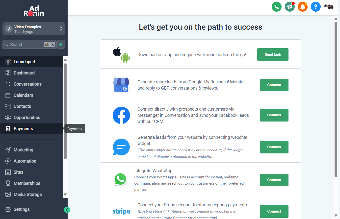 Click on Payments