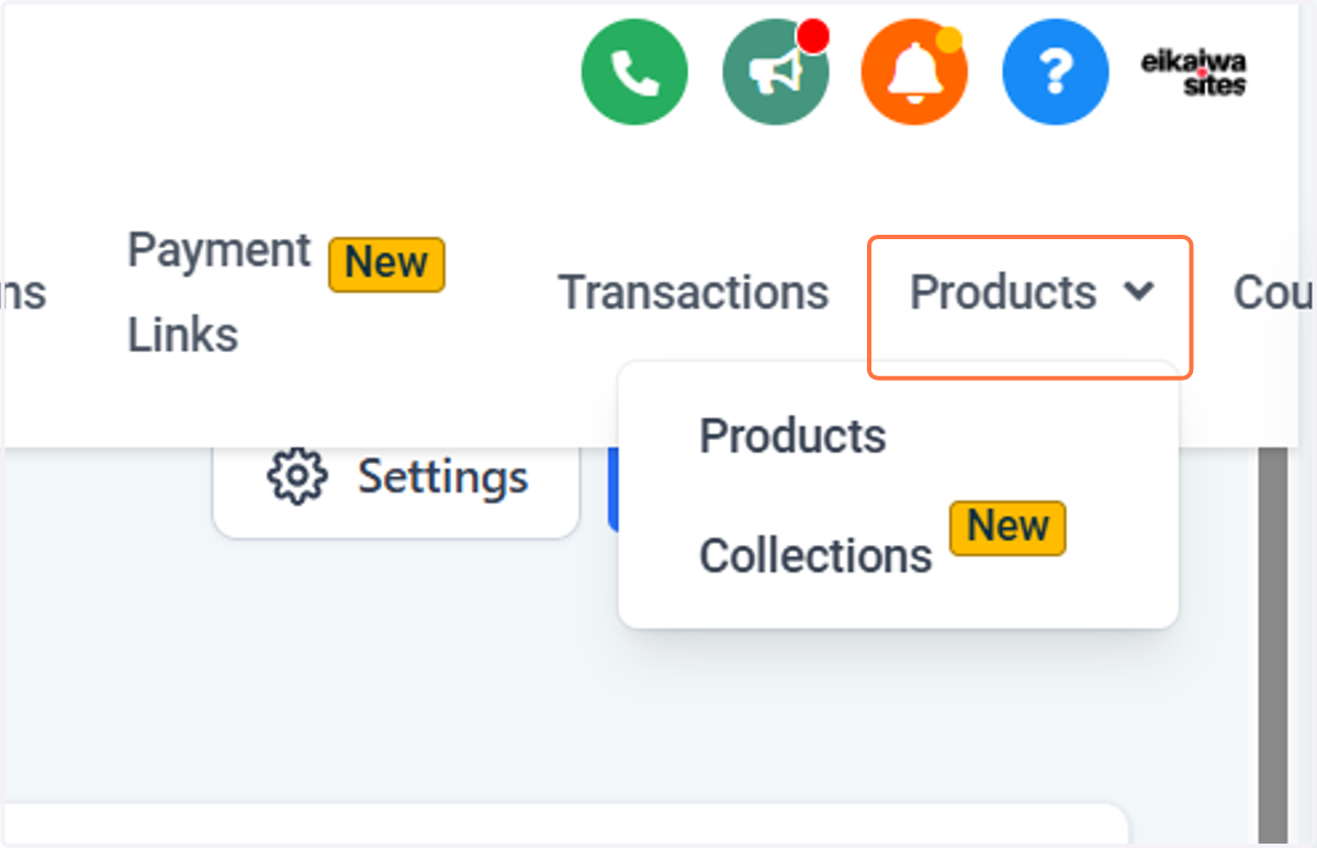Click on Products…