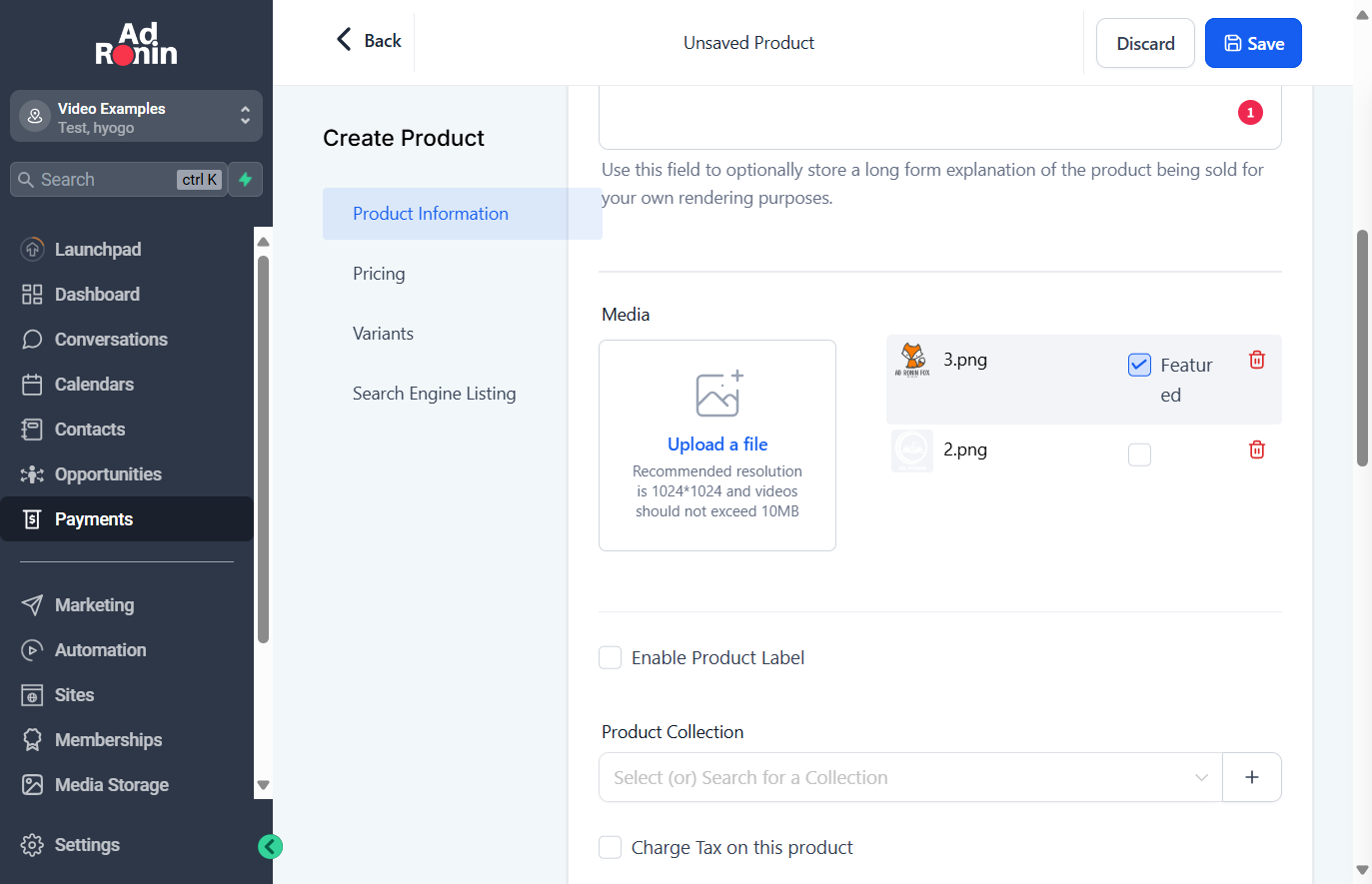 The featured image is the one that is shown first