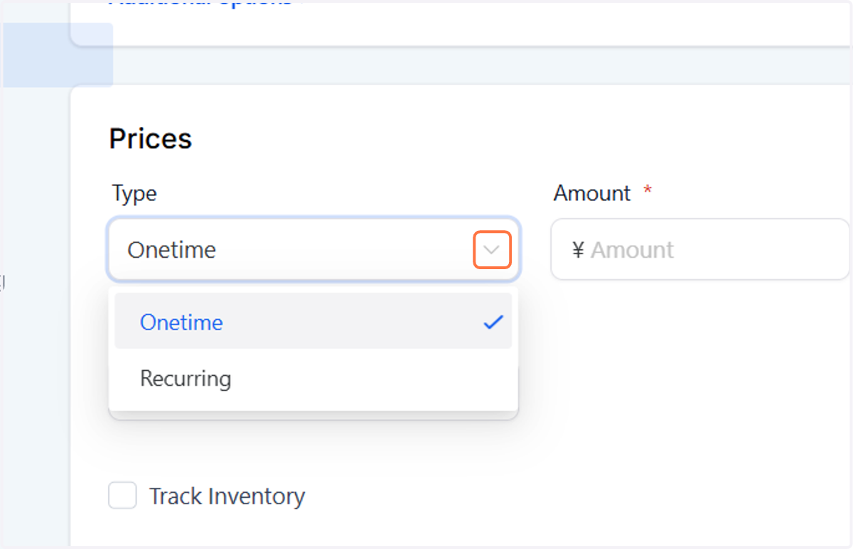 Choose if it is one time cost, or recurring like a subscription