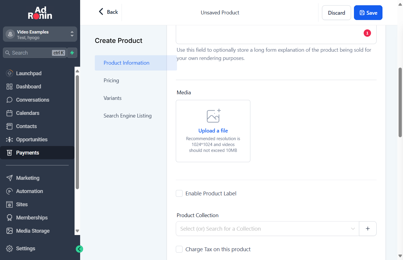 Click on Upload a file…