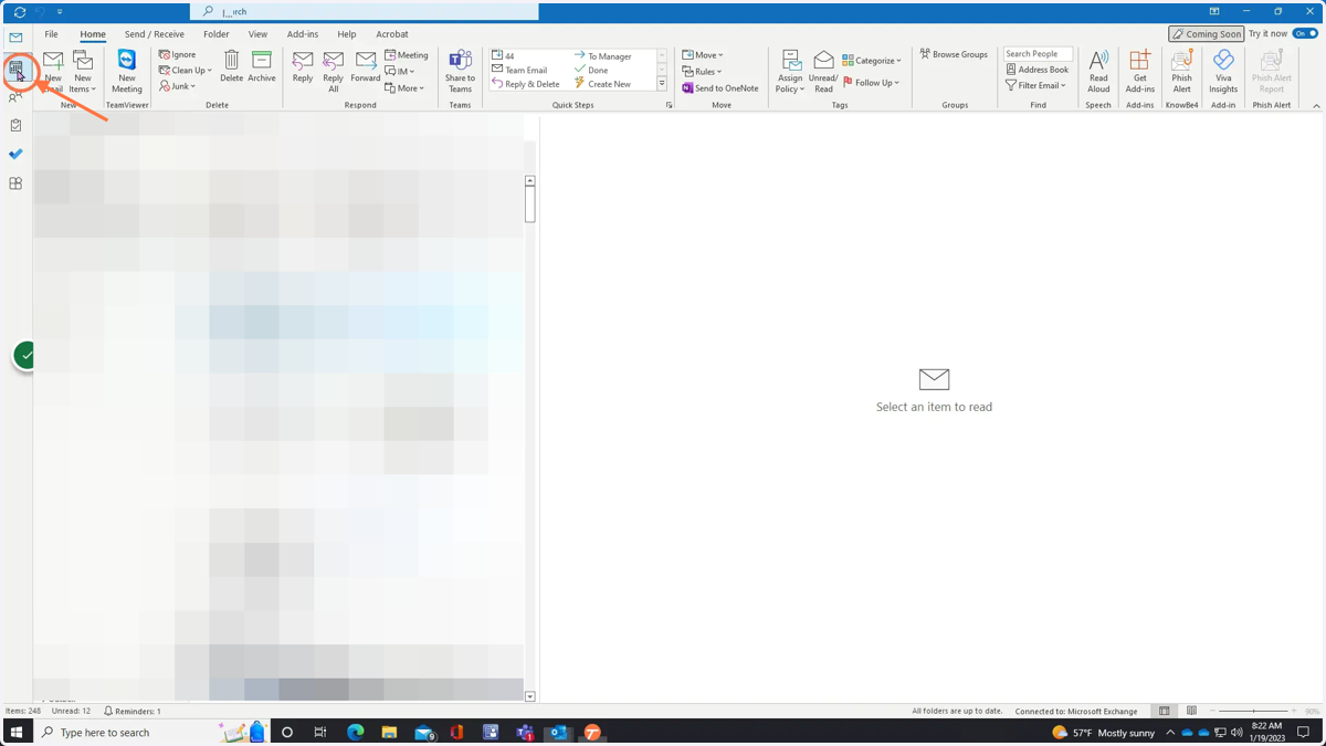 From your email, click the calendar icon on the left