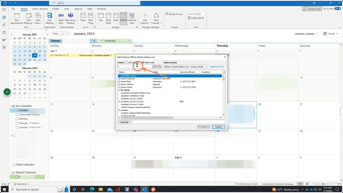 Search for the calendar you want to add