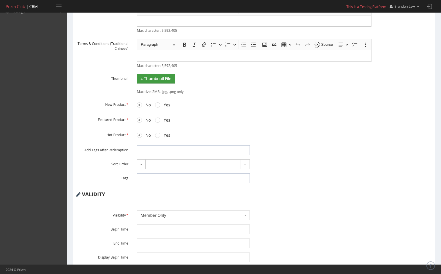 Upload the thumbnail that will be displayed on the front end as the offer image.