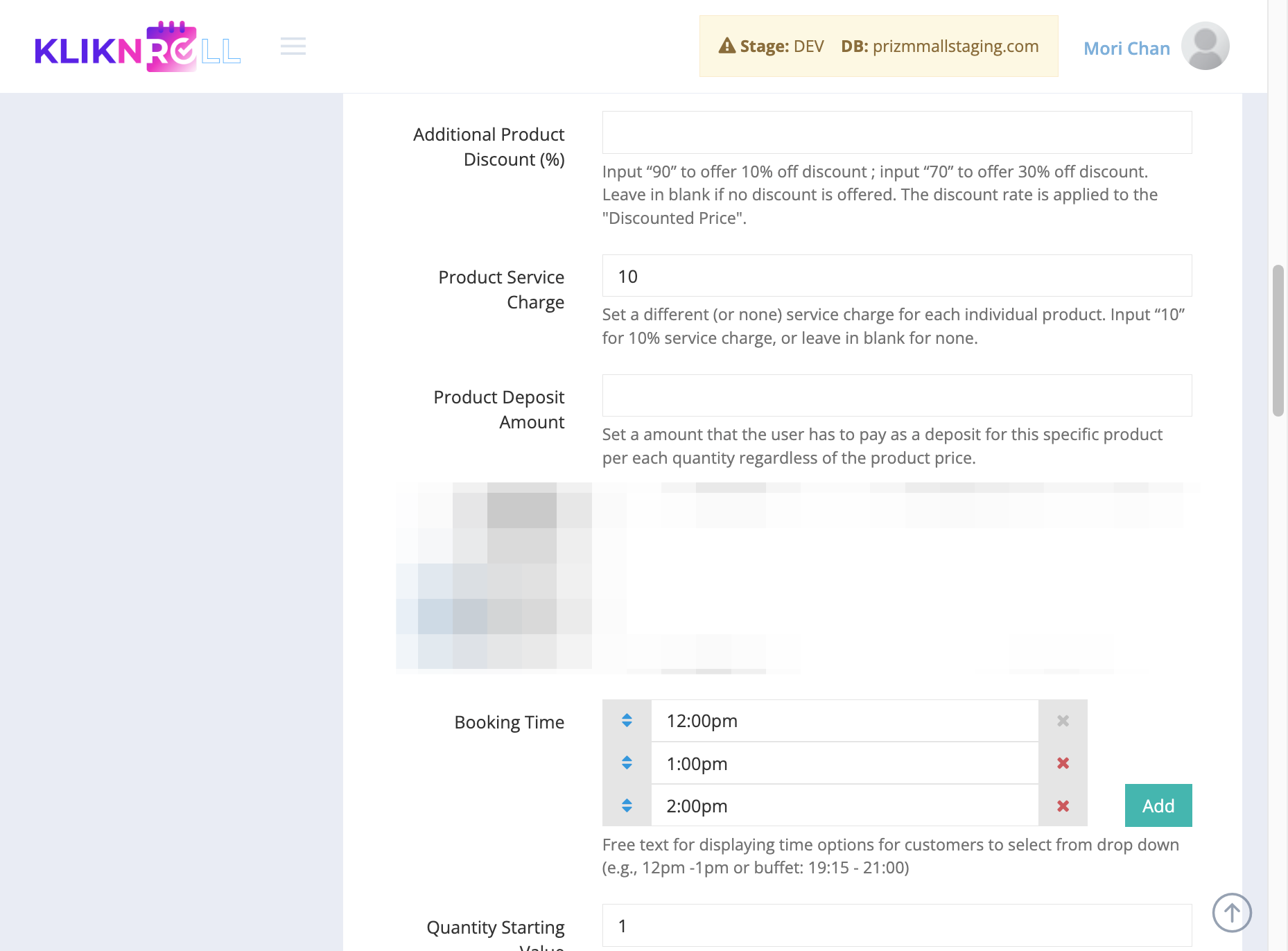 Standard field for selecting time options from a drop-down menu, which allows customers to choose their preferred time.