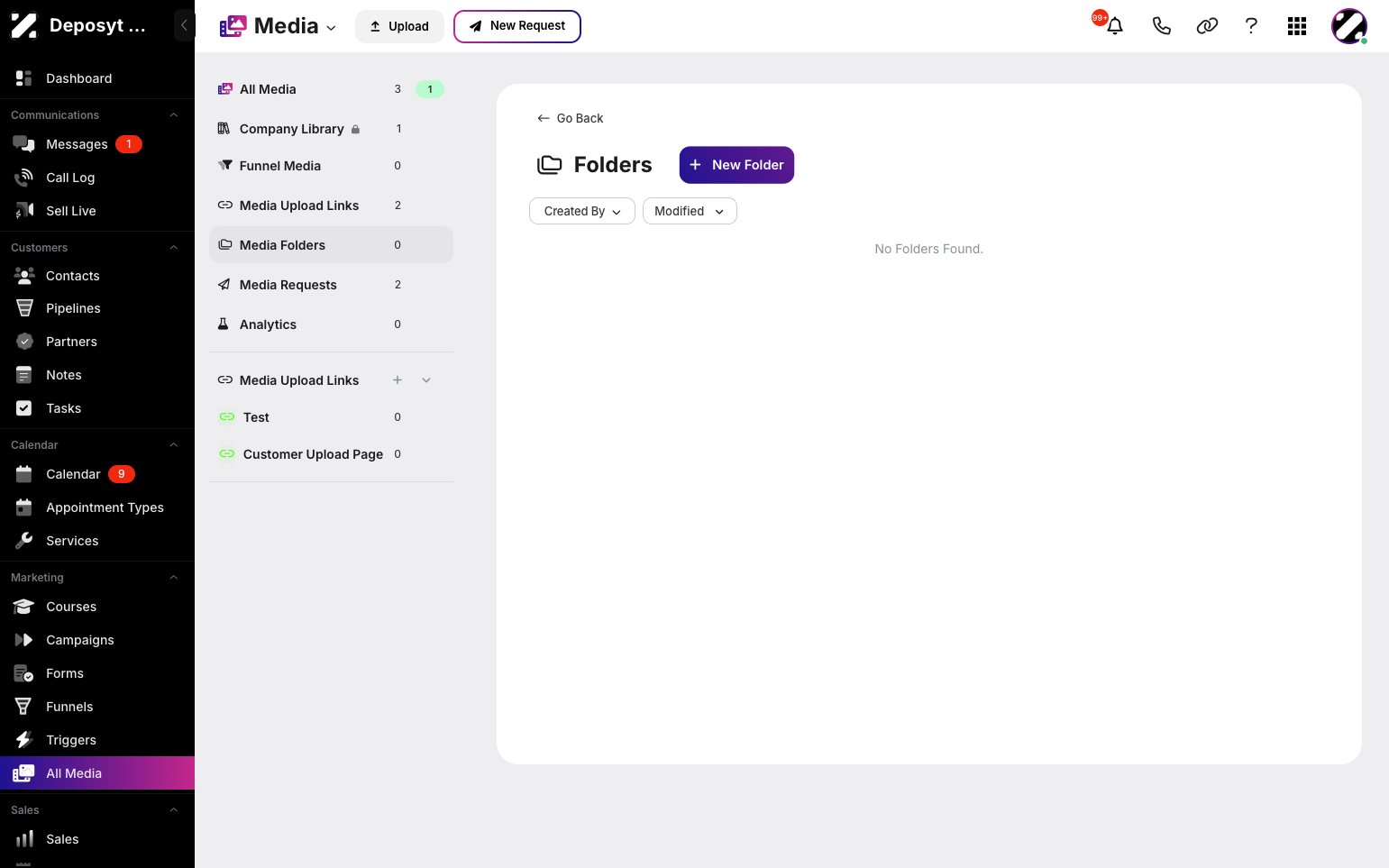 Step 5: Click + New Folder to add a new folder or manage your existing folders.