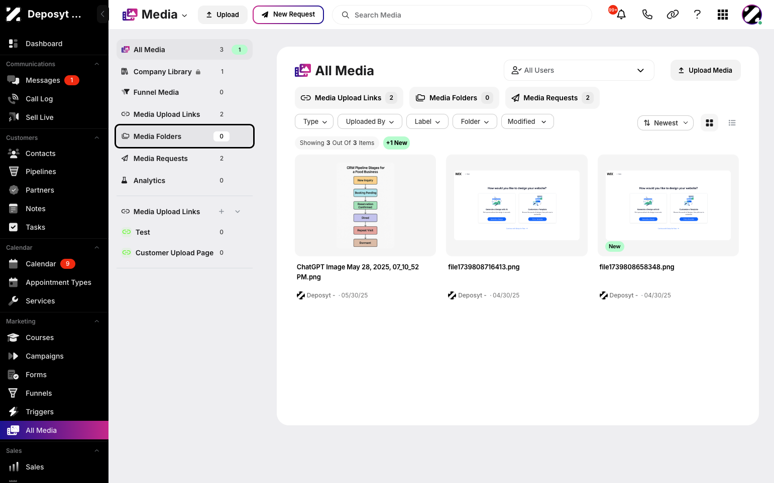 Step 3: You can access folders by clicking Media Folders in the sidebar.