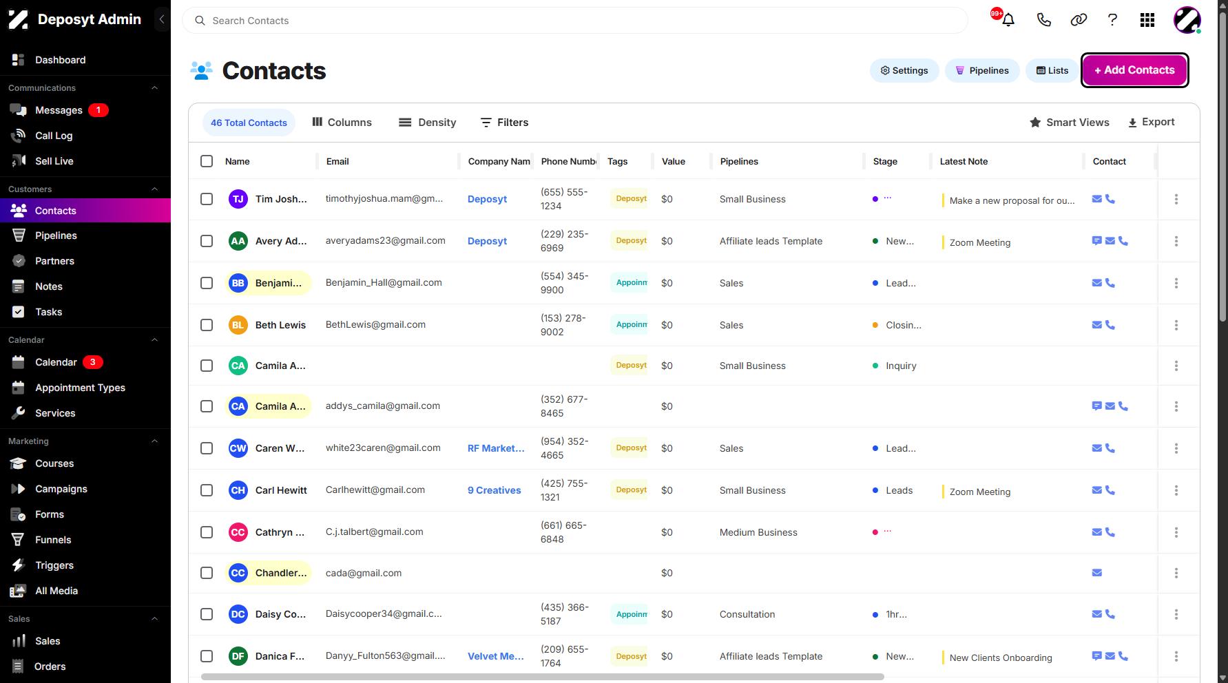 Step 3: Click on + Add Contacts to proceed with the process.