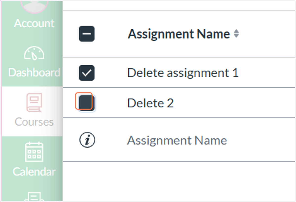 Choose assignments for Sync