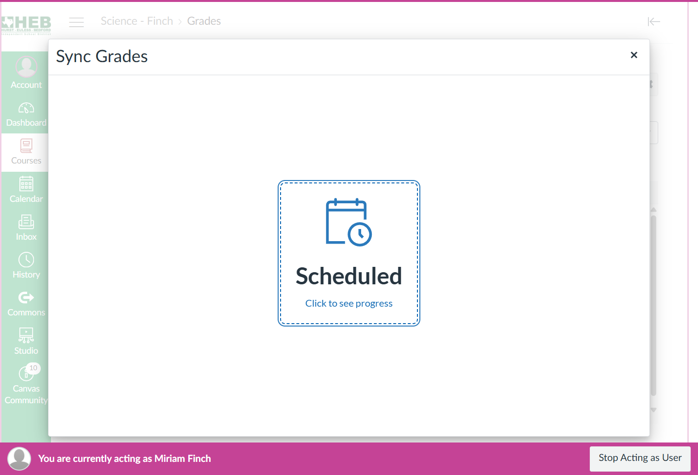 Select Scheduled to see progress (optional)