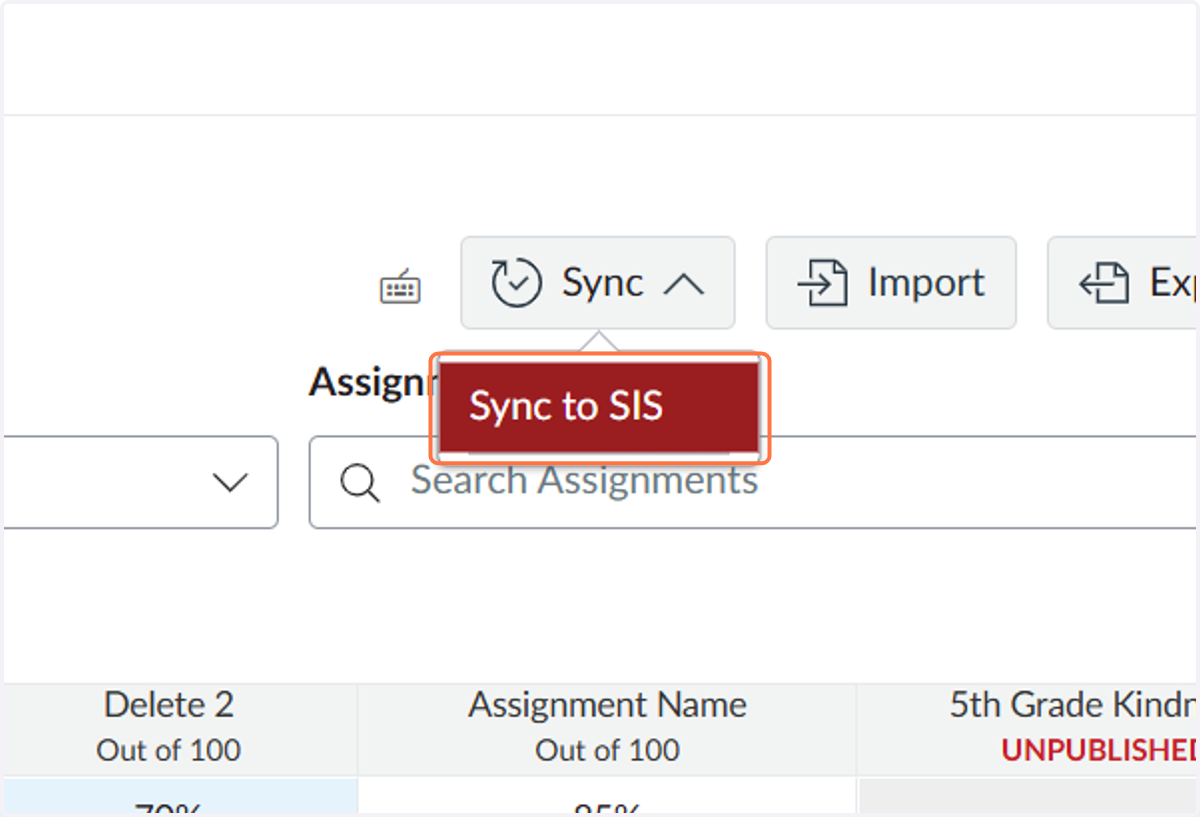 Select Sync to SIS