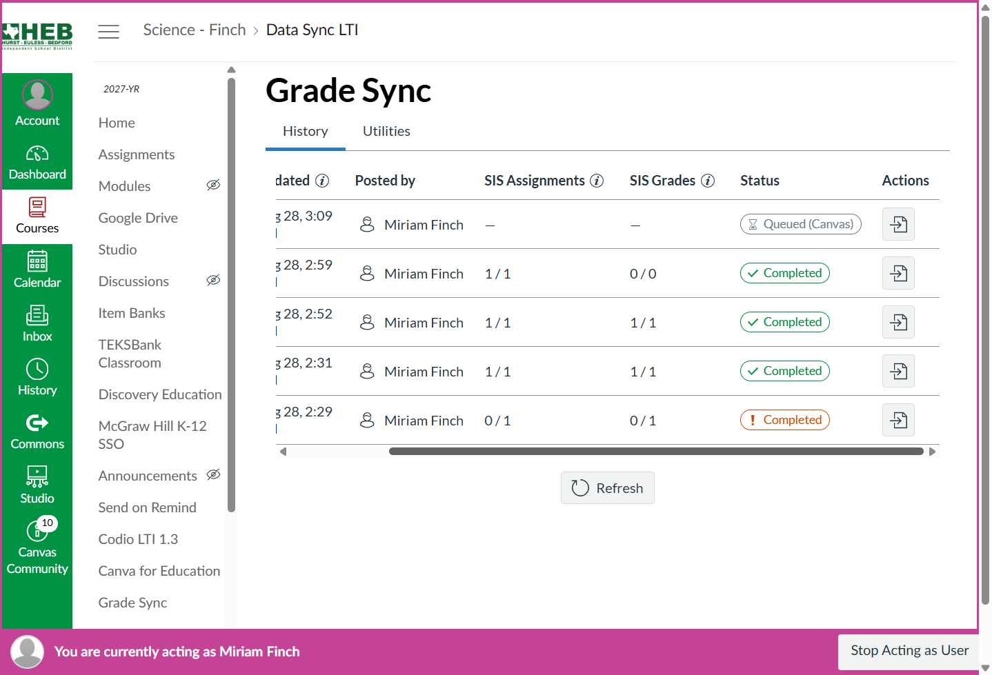 See status for assignments
