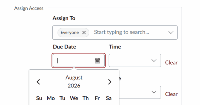 Select a Due Date (Required)