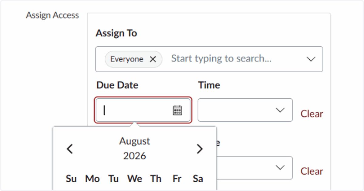 Select a Due Date (Required)