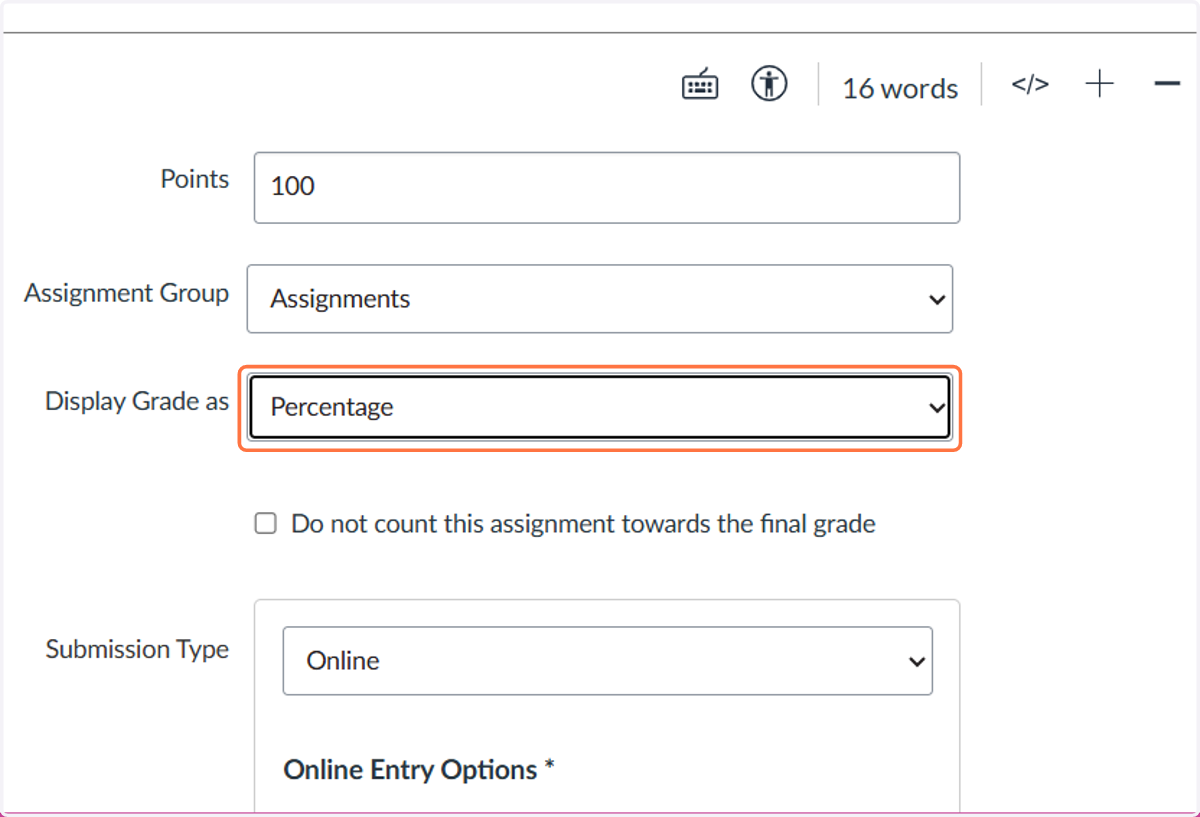 You must set the Display Grade as Percentage (Required)