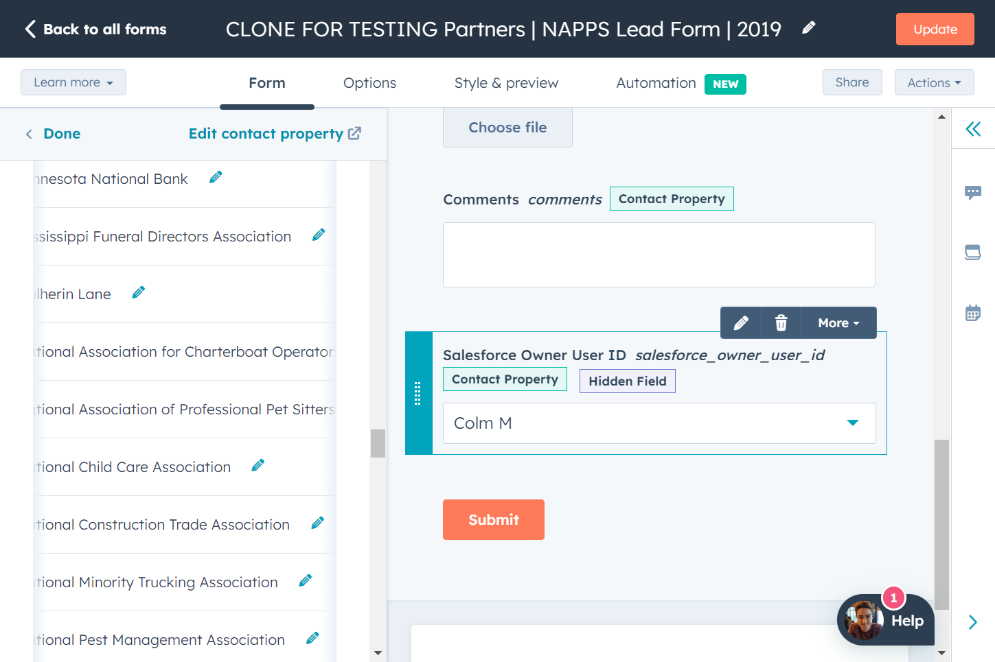 Click on Salesforce Owner User ID…