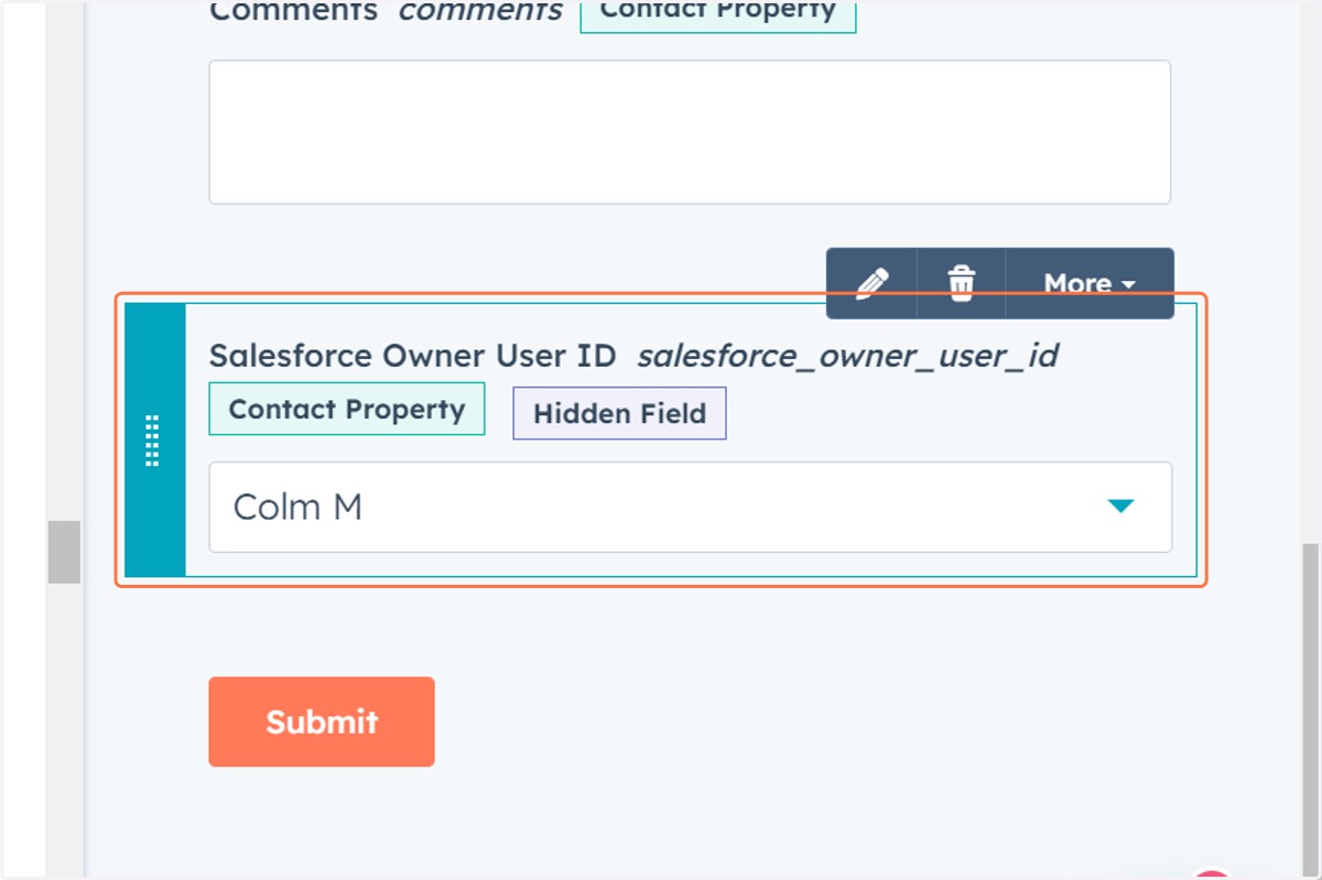 Click on Salesforce Owner User ID…