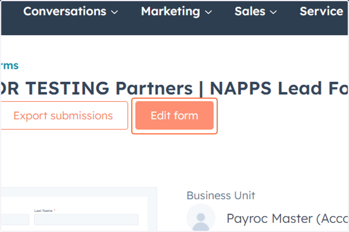 Click on Edit form