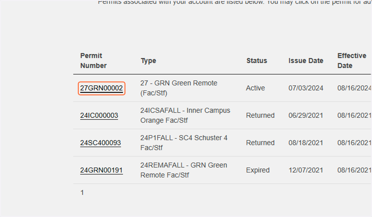 Click on your current permit