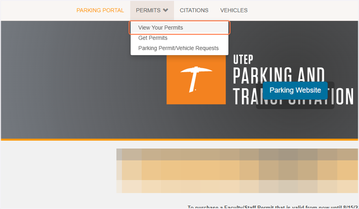 Click Permits then View Your Permits