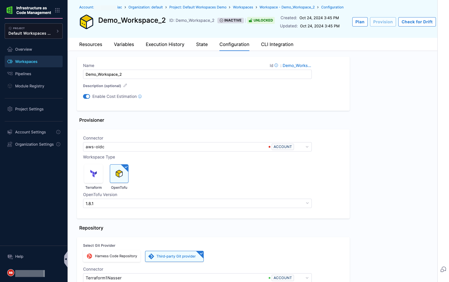 Review your workspace configuration.