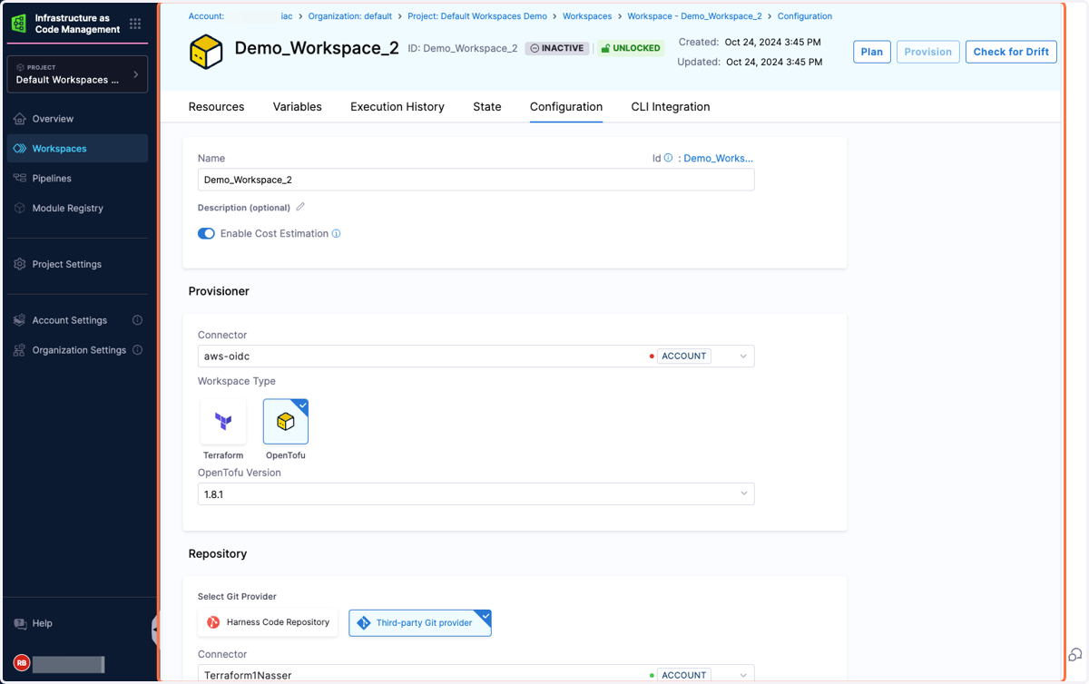 Review your workspace configuration.