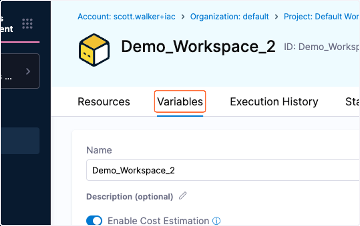 Click on Variables