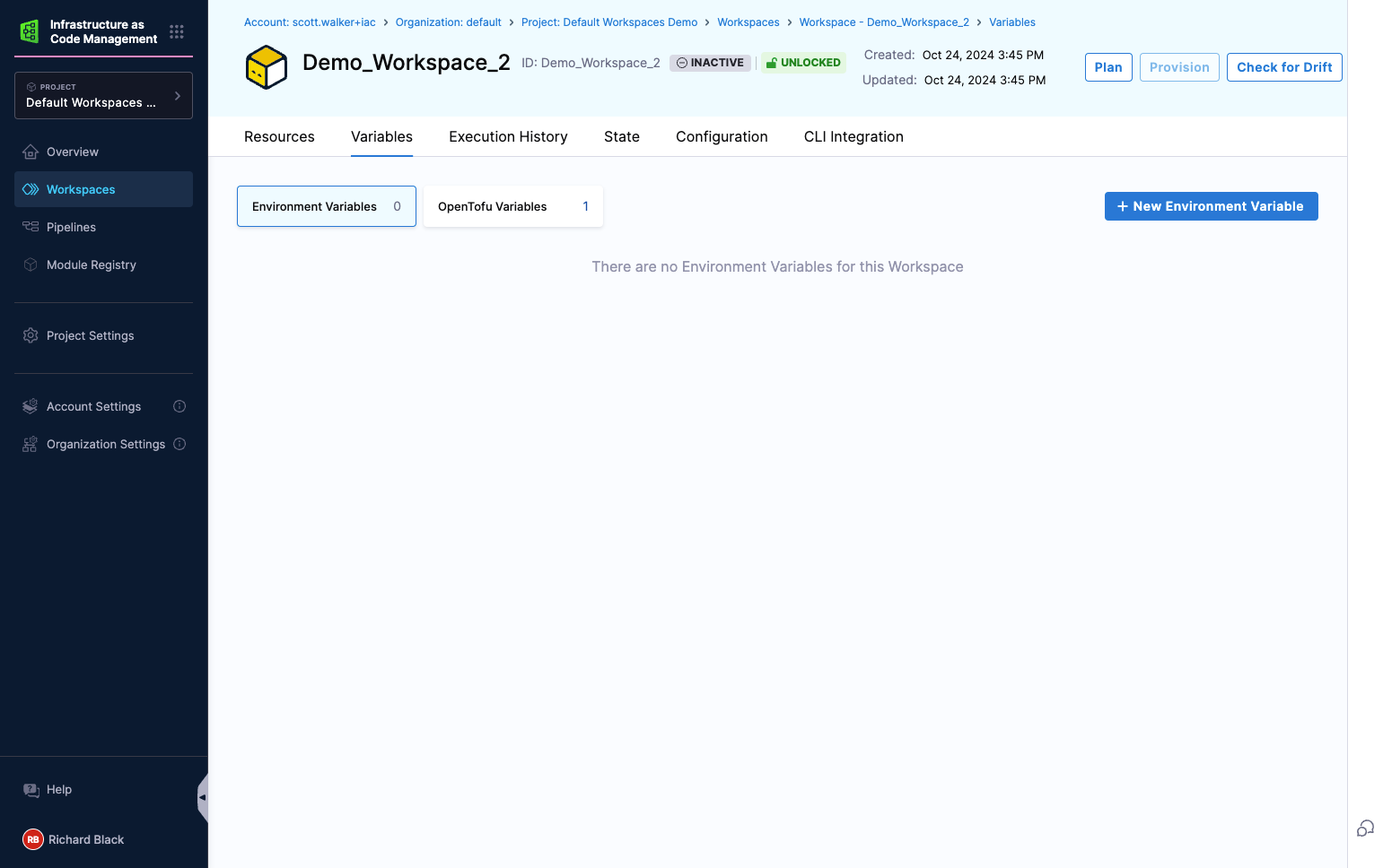 Click on OpenTofu Variables