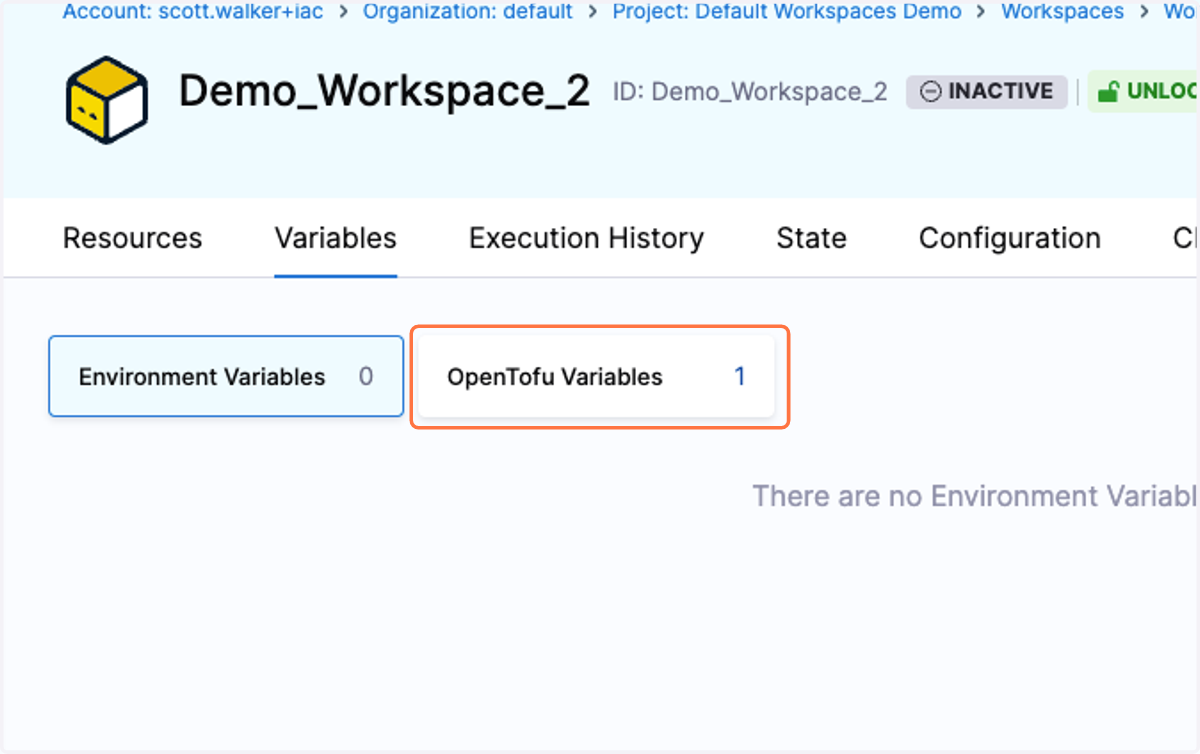 Click on OpenTofu Variables