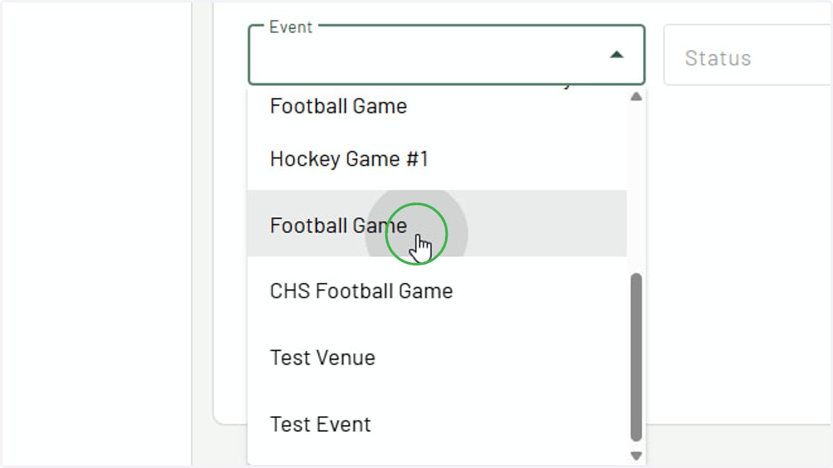 Select event you want to print event manifest for