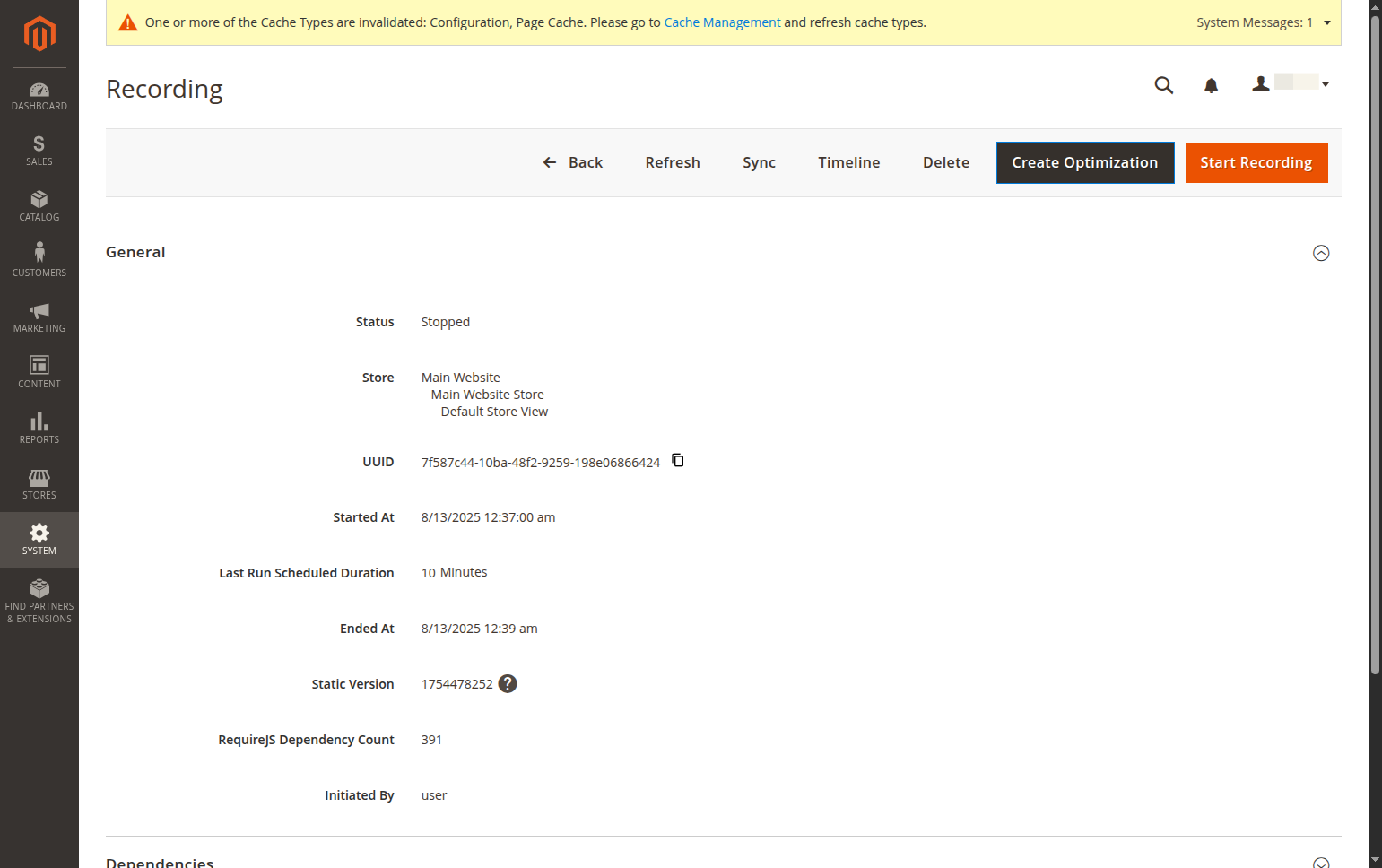 Click on Create Optimization