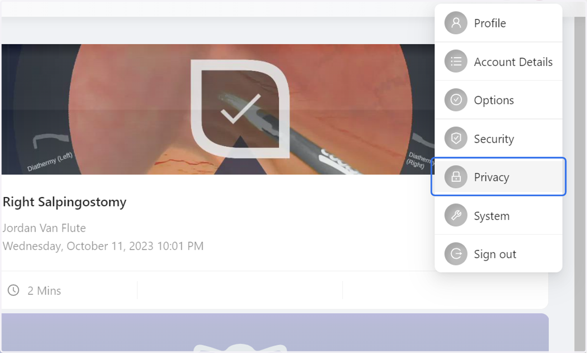 Click on Privacy
