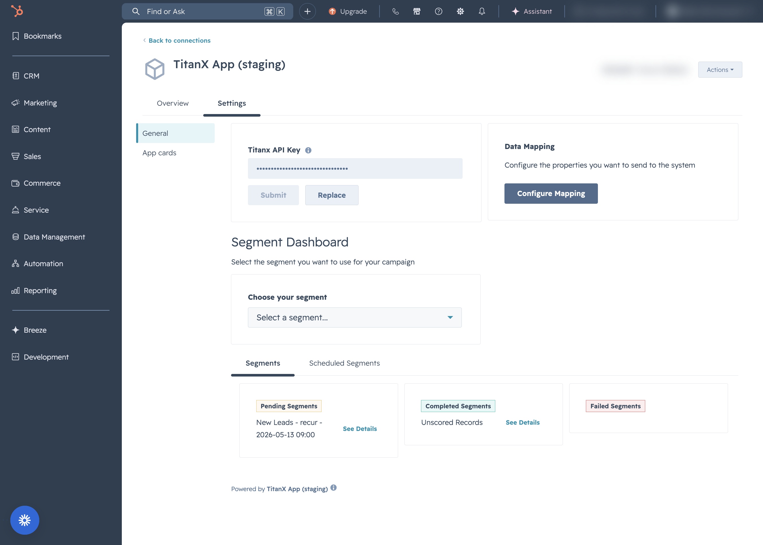 A. Navigate to the Settings page in the TitanX app B. Click on Configure Mapping