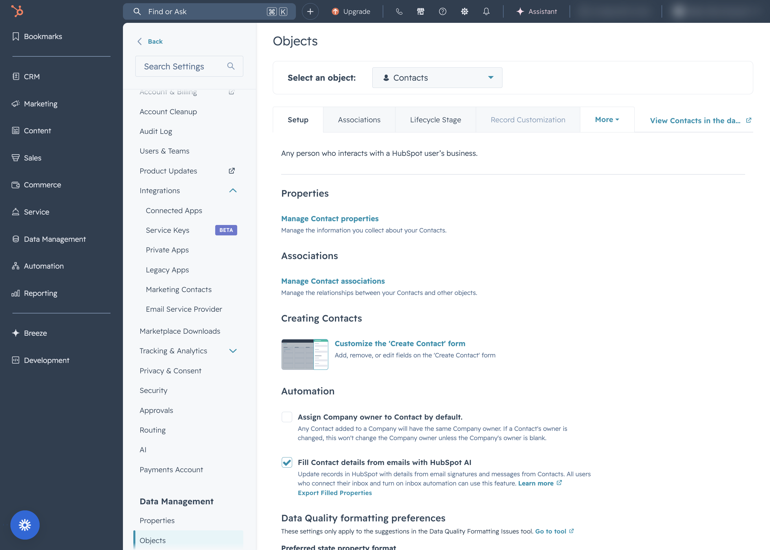 Click on Record Customization
