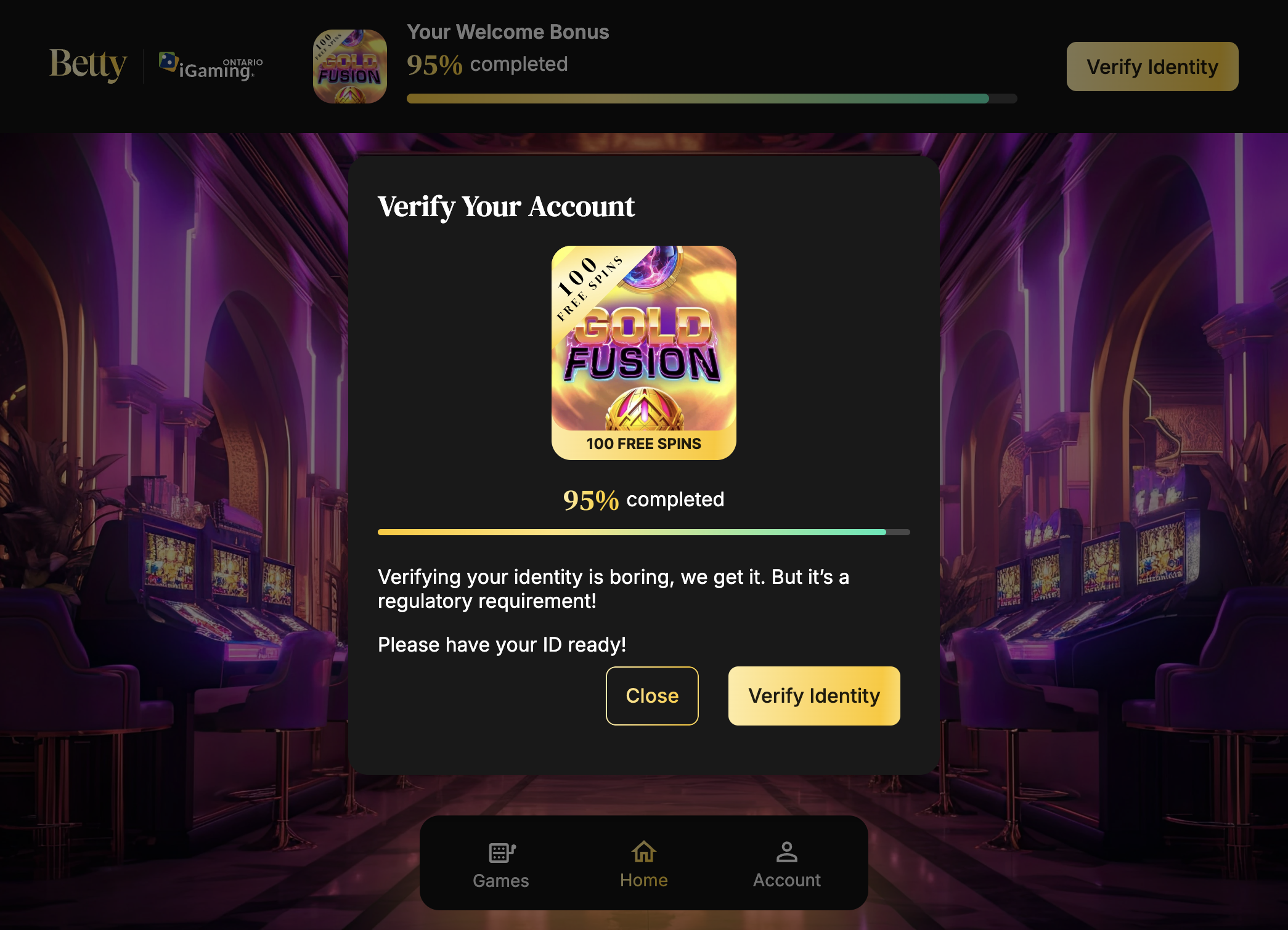 Click on Verify Identity