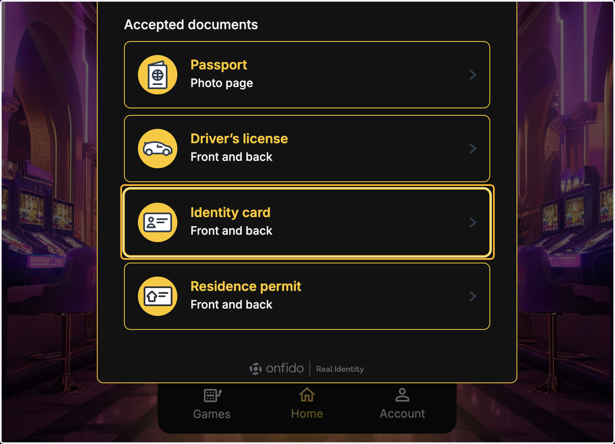 Select your Identification method