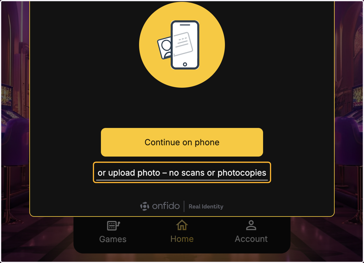 Upload a photo or continue on Phone