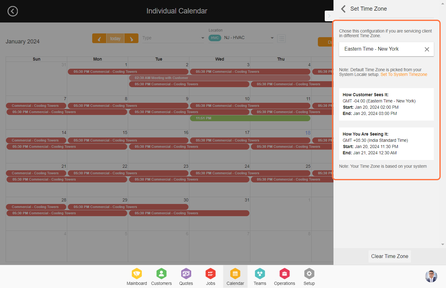 Click on Chose this configuration if you are servicing client in different Time Zone.…