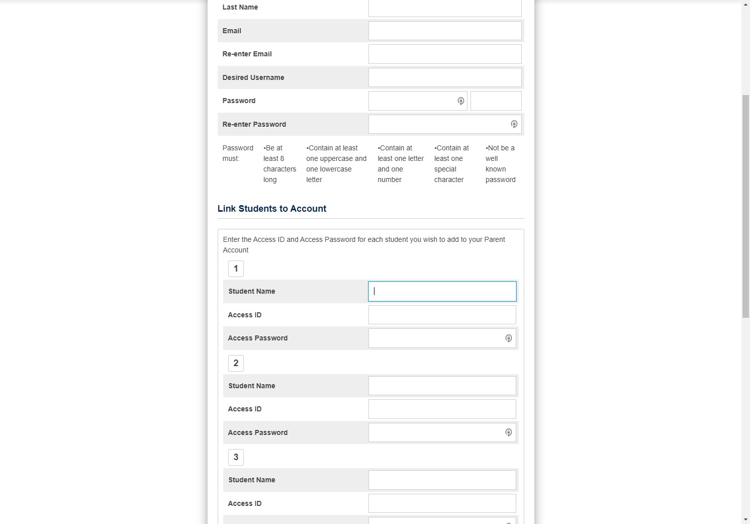 Link Students to the Parent/Guardian Account