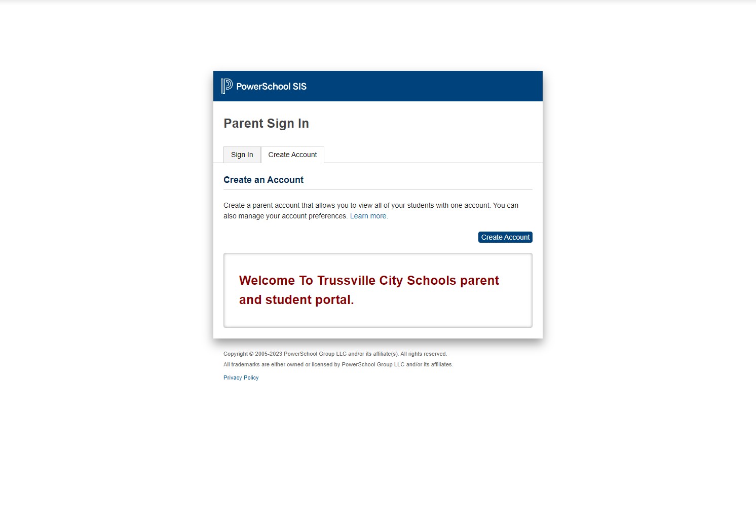 Click the blue 'Create Account' button pictured below.
