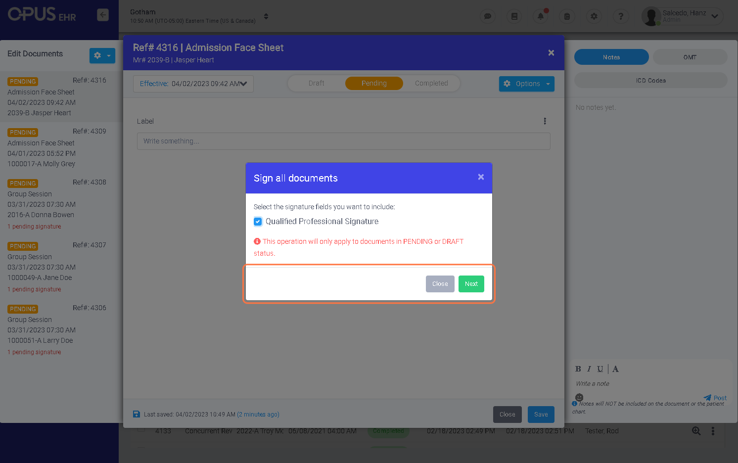 Select the signature  filed that you want to include