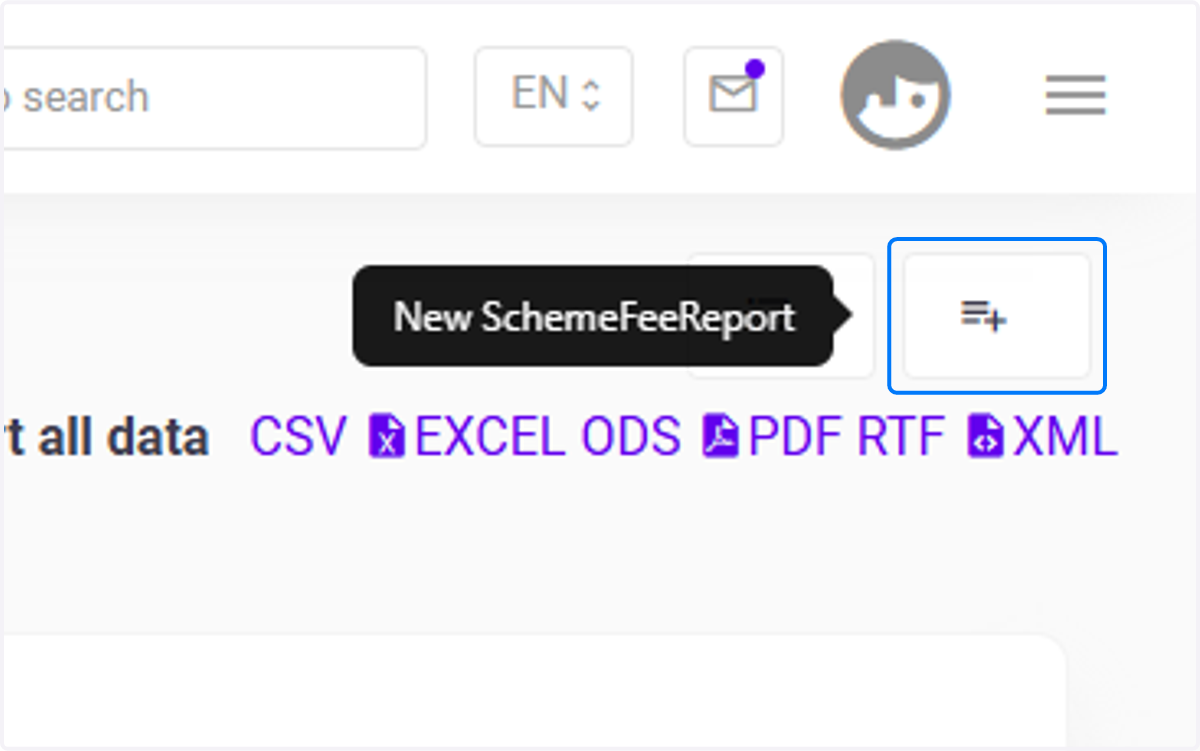Click on New Scheme Fee Report
